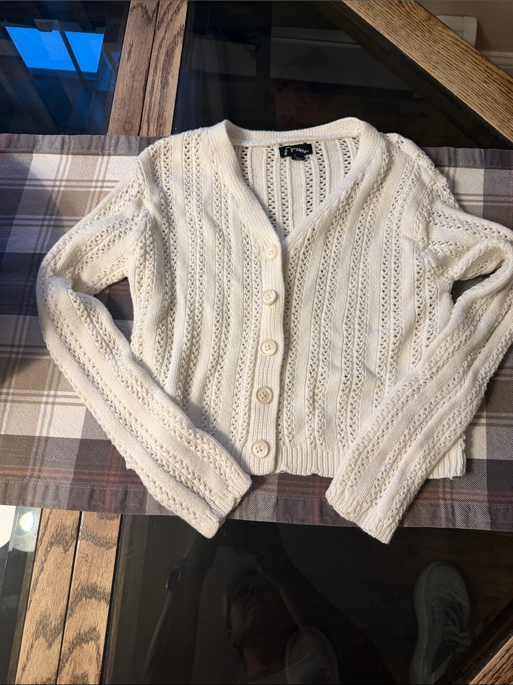 art class Cream Knit Button-Up V-Neck Cardigan